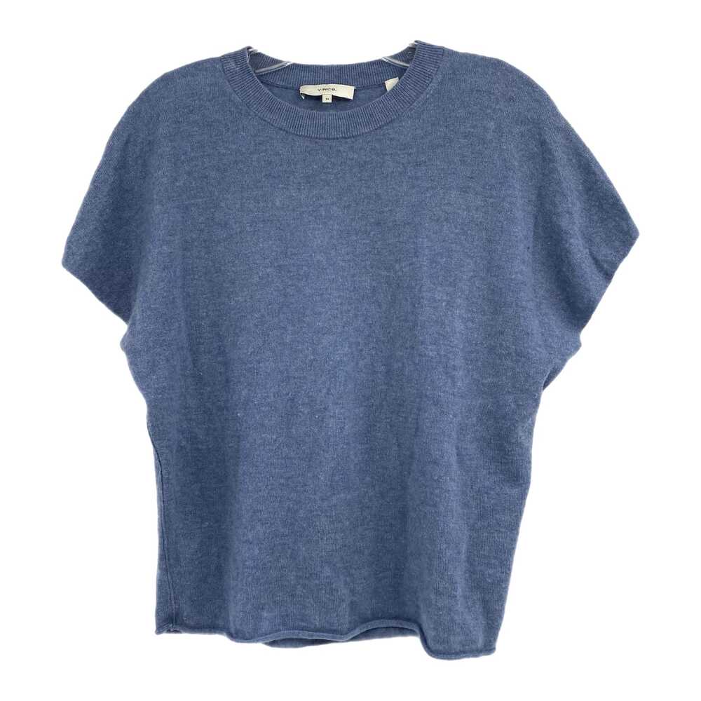 Vince Blue Cashmere-Linen Short Sleeve Sweater | Women's XS